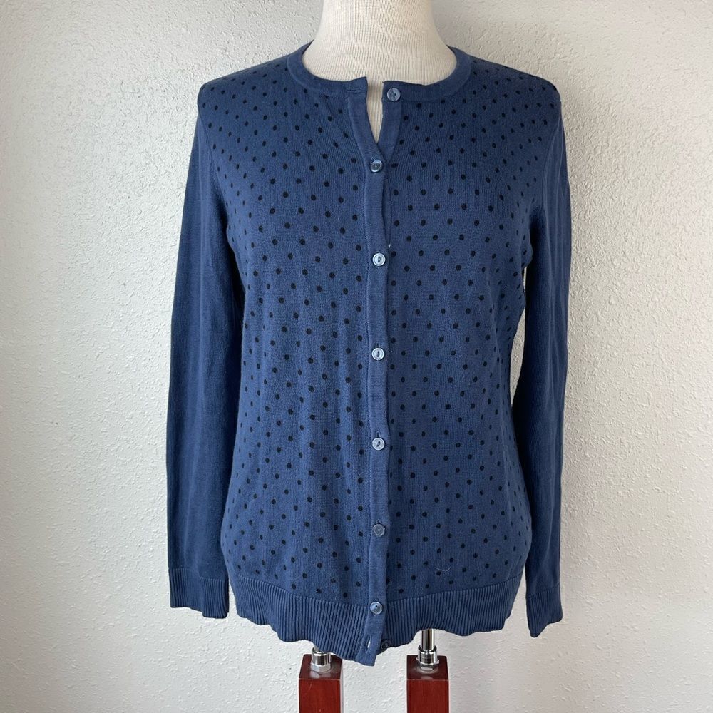 NWOT Croft & Barrow Blue Polka Dot Cardigan Sweater Size S